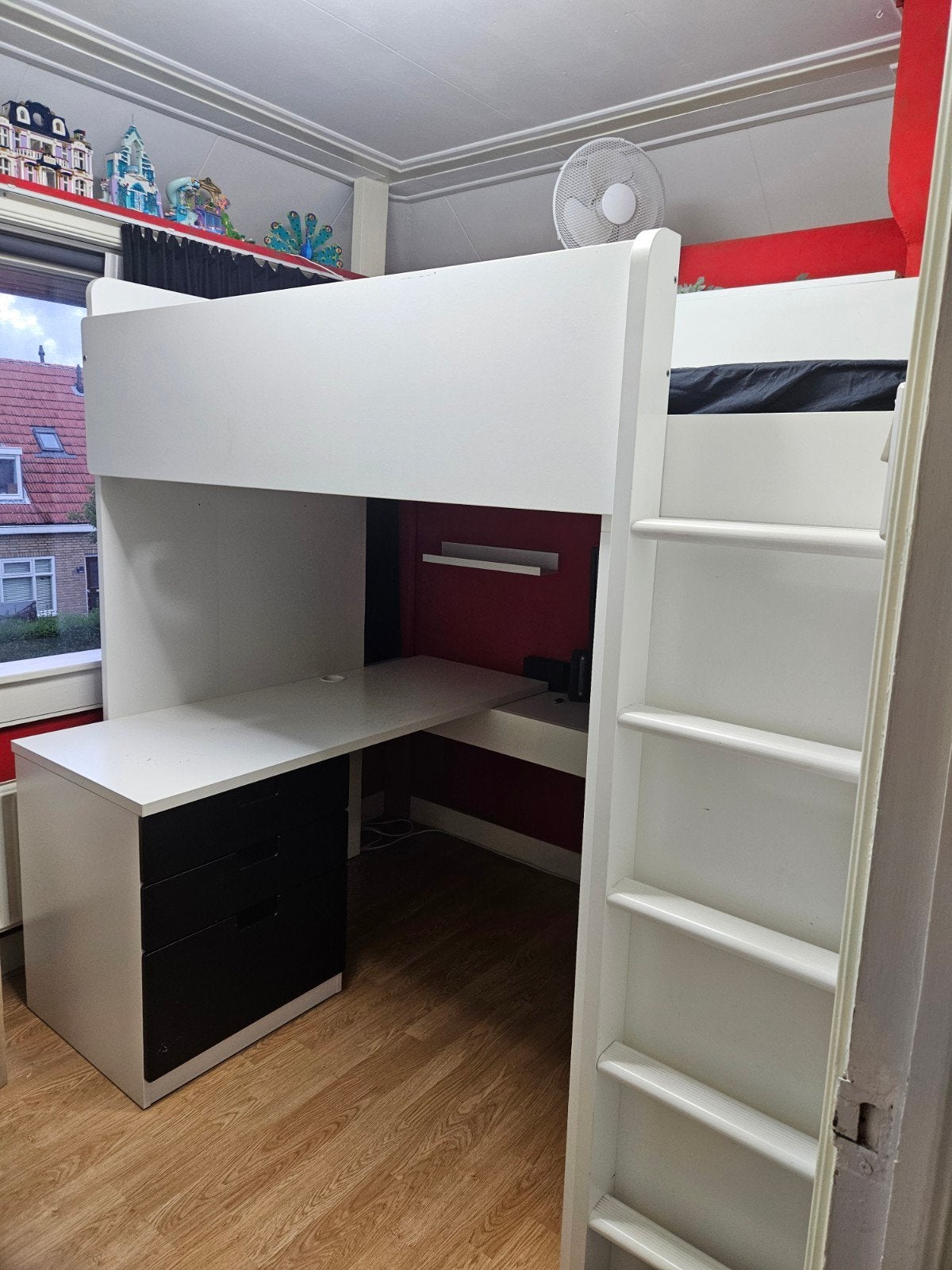 IKEA SMÅSTAD Hoogslaper met bureau en kast, Ophalen, 85 tot 100 cm, Gebruikt, Hoogslaper of Stapelbed