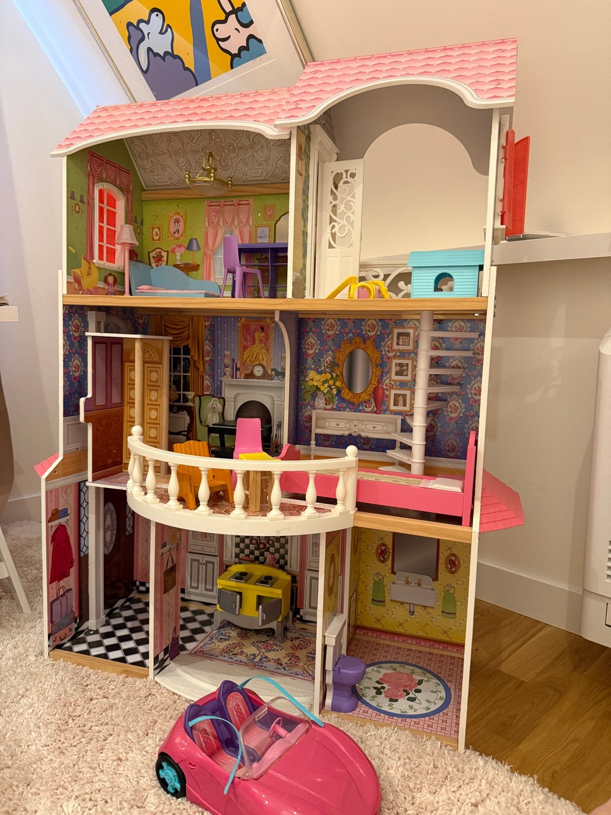 KidKraft Poppenhuis XXL met meubels en auto, Ophalen, Gebruikt, Poppenhuis