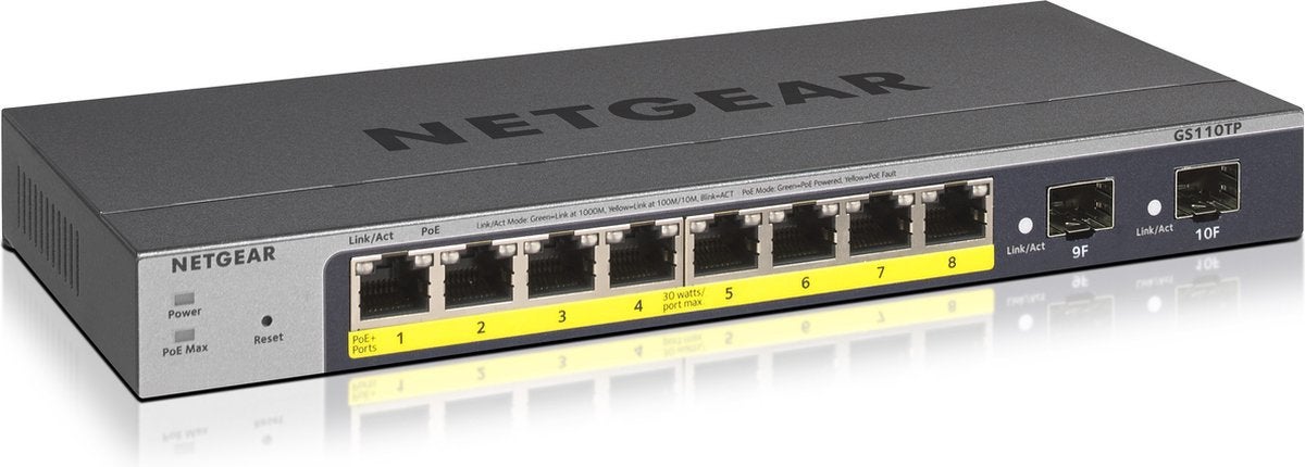 Netgear GS110TP – 8-poort Gigabit PoE+ Smart Managed Switch, Ophalen of Verzenden, Zo goed als nieuw