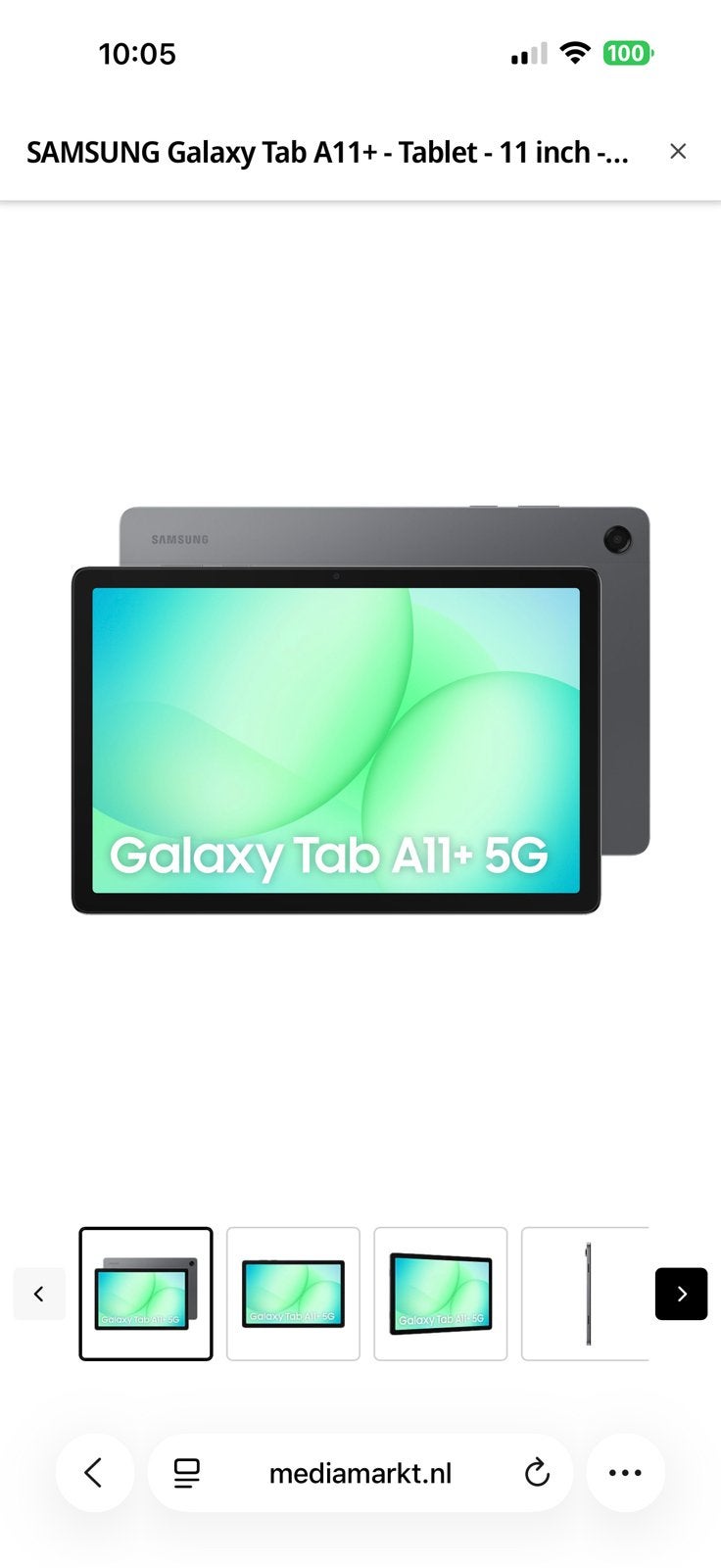 SAMSUNG Galaxy Tab A11+ - Tablet 128 GB - Wi-Fi - 5G - Grijs, Ophalen, A11+, 11 inch, Nieuw