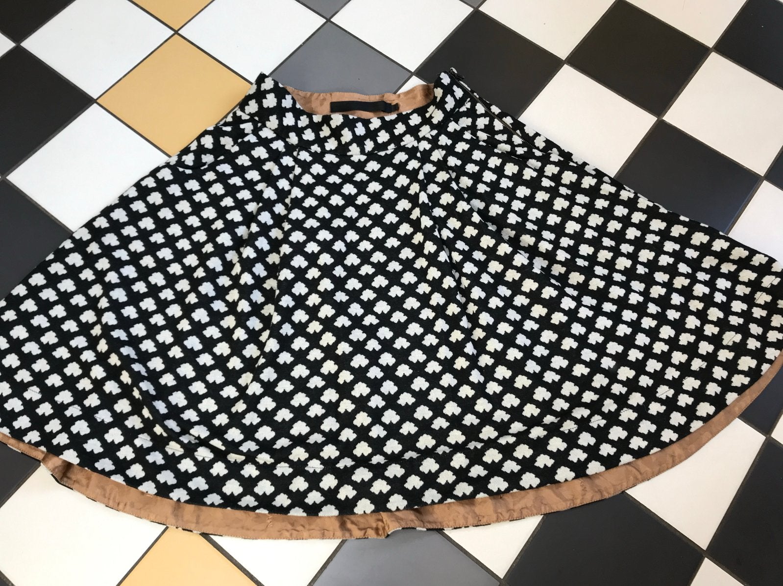 Maria Vázquez vintage designers rokje zwart wit xs 34, Zwart, Ophalen of Verzenden, Zo goed als nieuw, X