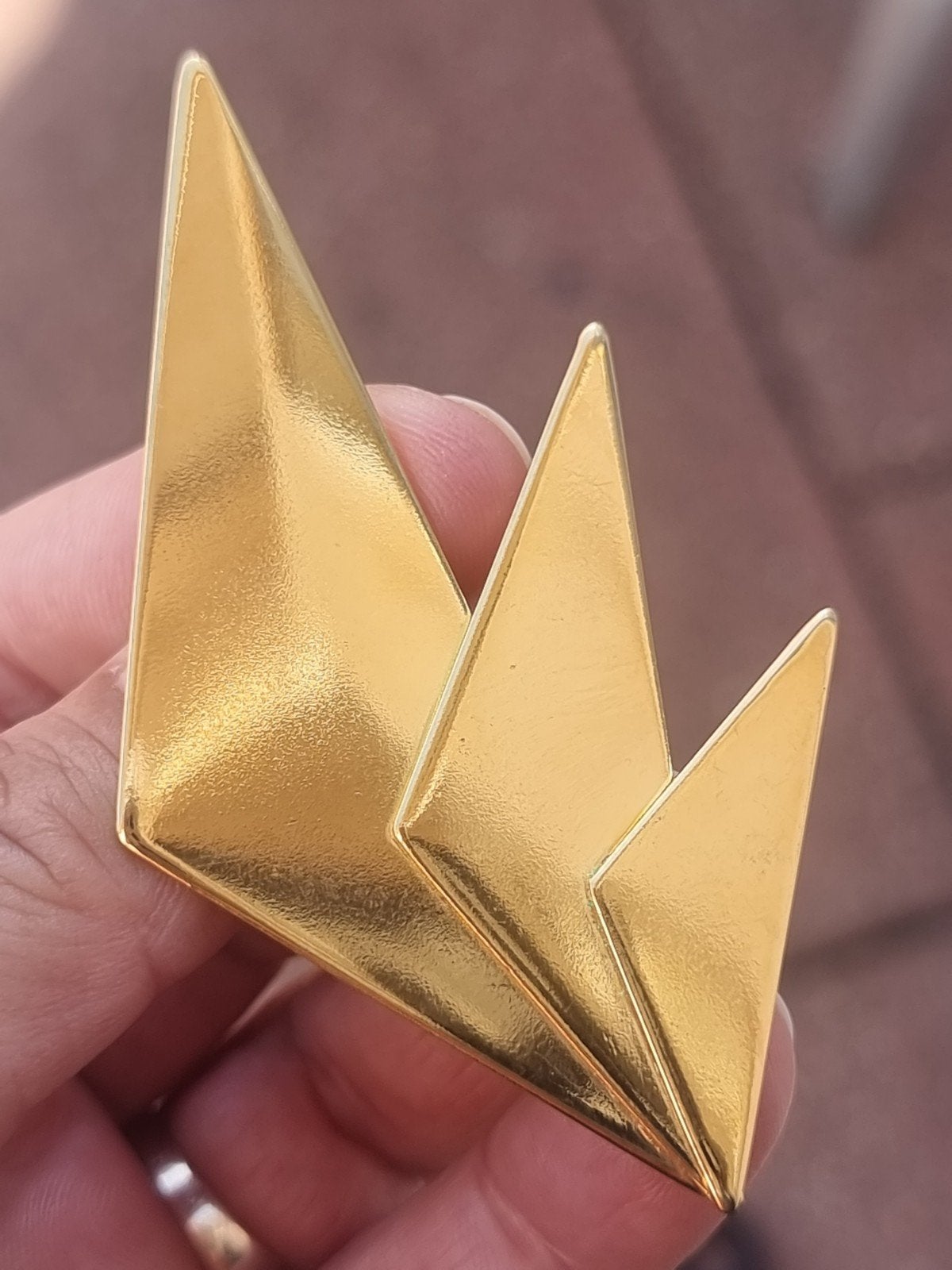 Vintage 90's modernist design broche, Ophalen of Verzenden, Zo goed als nieuw, Zilver, Overige materialen
