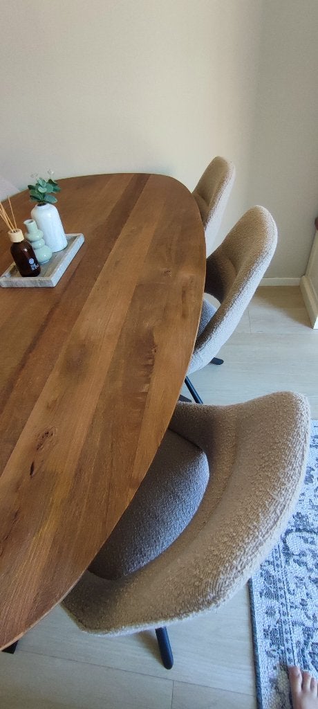 Mooie eettafel en eetkamer stoelen, Ophalen, Zo goed als nieuw, Jalandi, 4 tot 6 stoelen