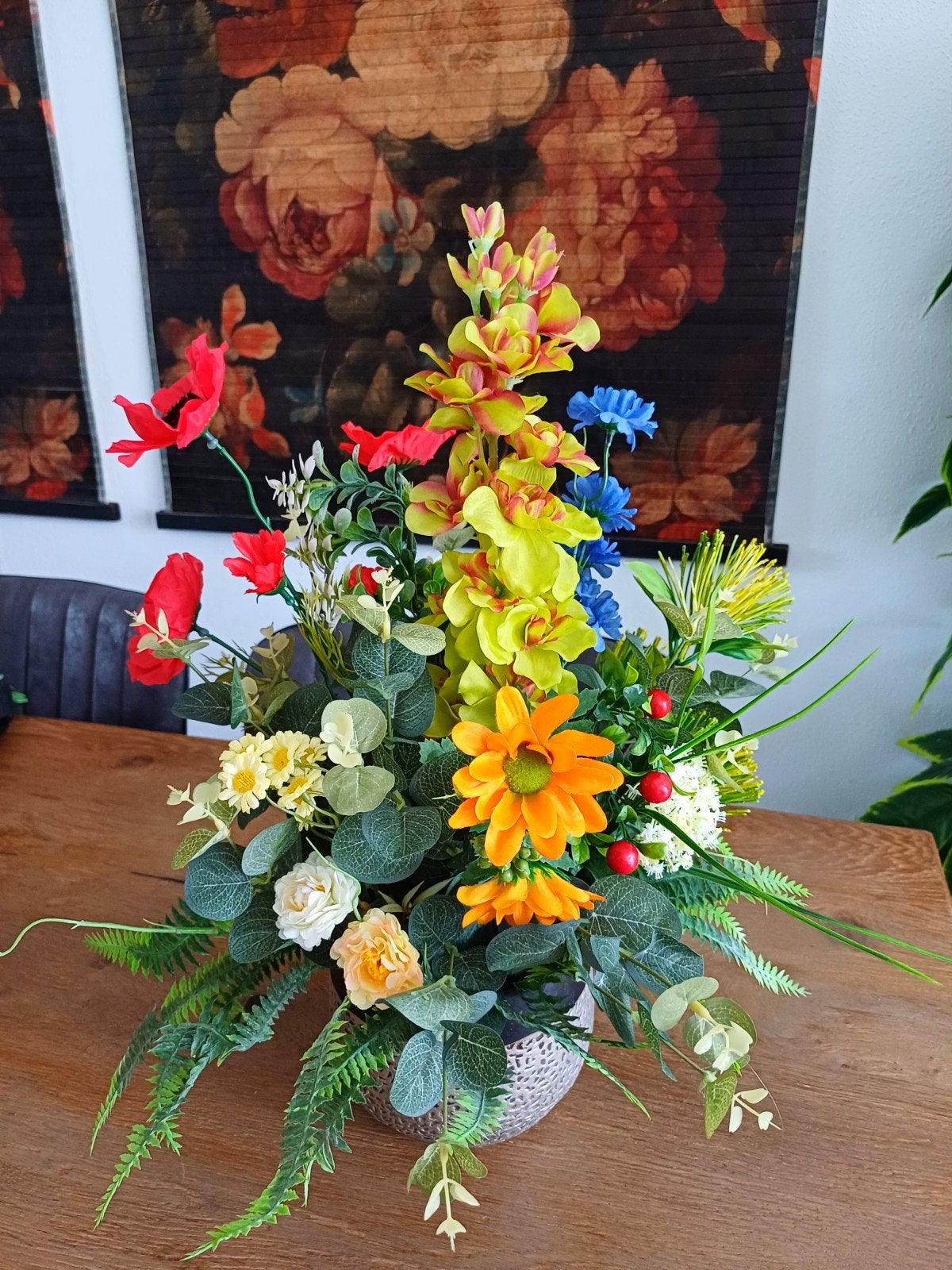 Prachtig zijden bloemstuk  - 50 cm hoog, Ophalen of Verzenden, Nieuw, Binnen
