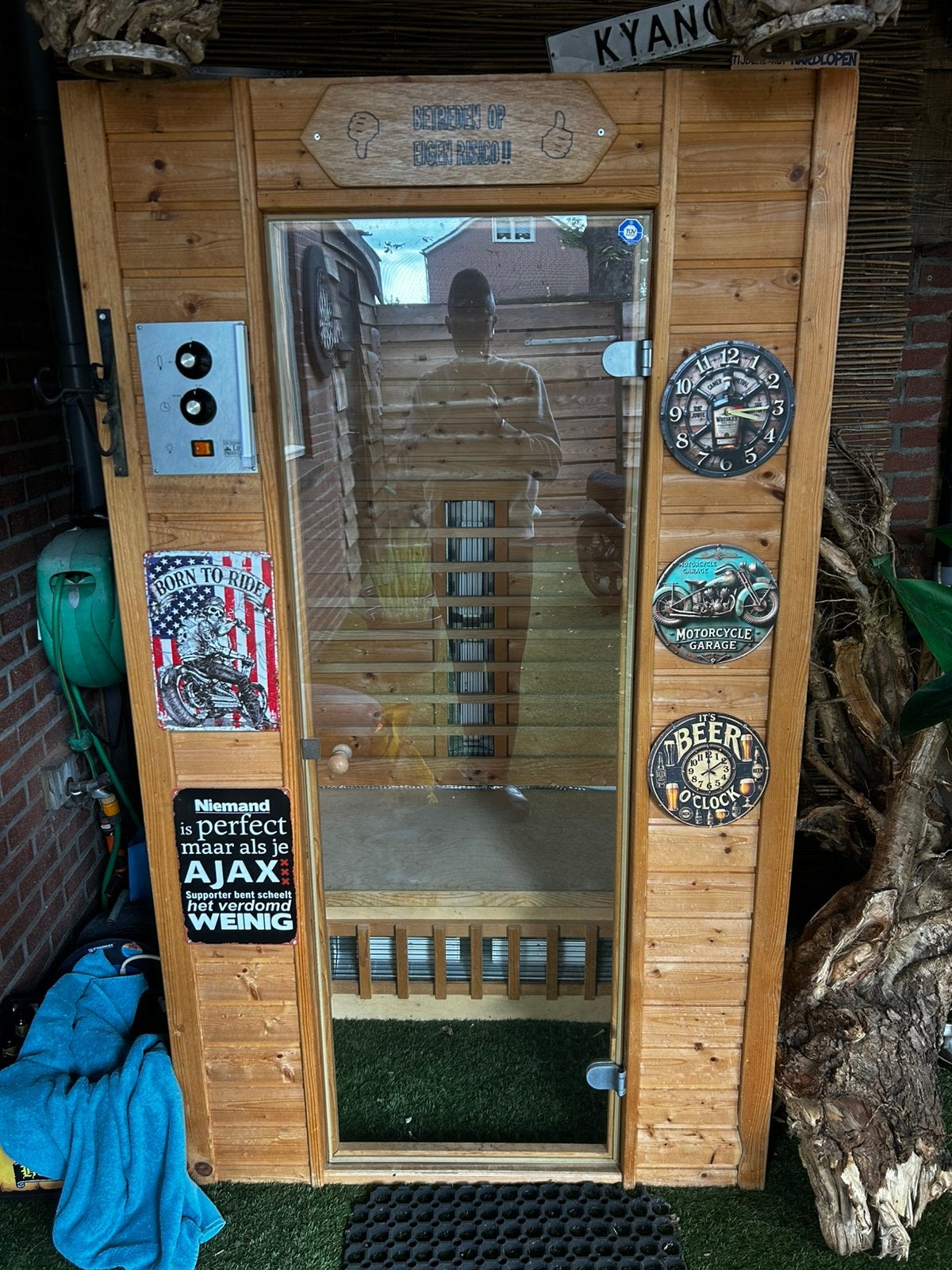 Mooie goed werkende sauna H.195cm B.110cm D.95cm, Ophalen of Verzenden, Gebruikt, Complete sauna