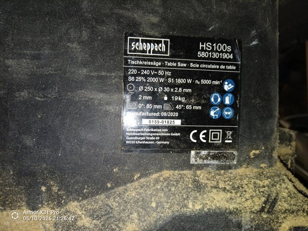 Scheppach HS100S Zaagtafel - Krachtige Tafelzaag, Doe-het-zelf en Verbouw, Gebruikt, Cirkelzaag, Ophalen of Verzenden, 1200 watt of meer