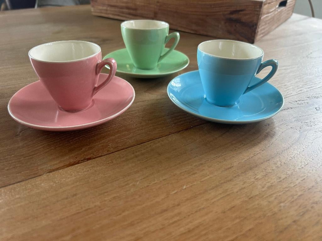 Pastel espresso kop en schotels (Villeroy & Boch), Ophalen of Verzenden