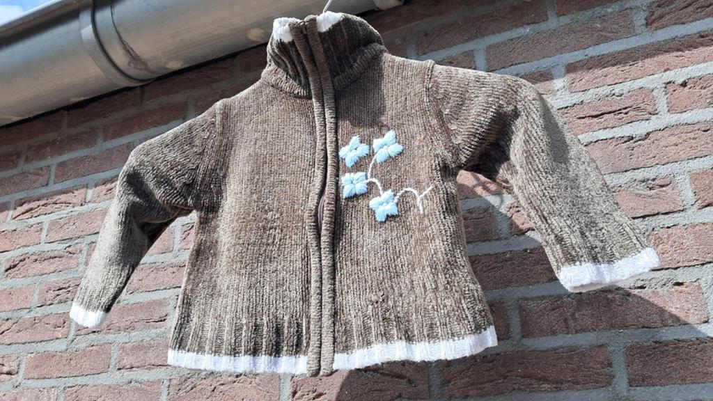 Bruin vest met blauwe bloem maat 104, Kinderen en Baby's, Kinderkleding | Maat 104, Ophalen of Verzenden, Zo goed als nieuw, Meisje