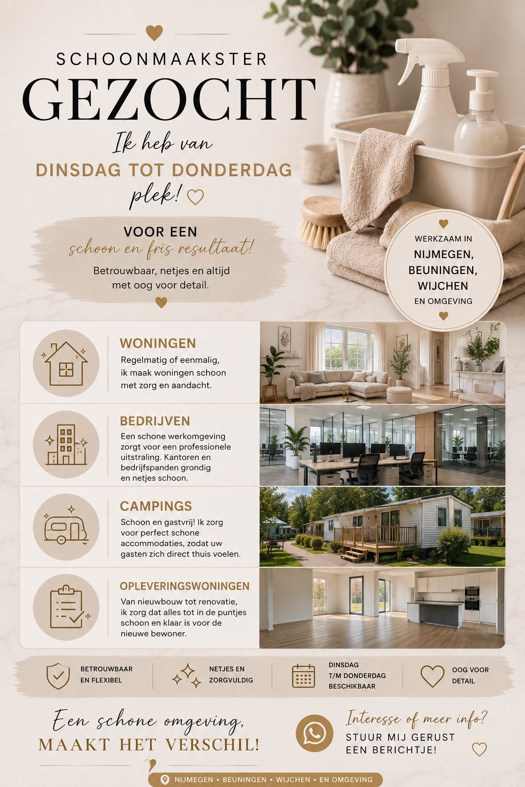 Schoonmaakster aangeboden, Vacatures, Vacatures | Schoonmaak en Facilitaire diensten