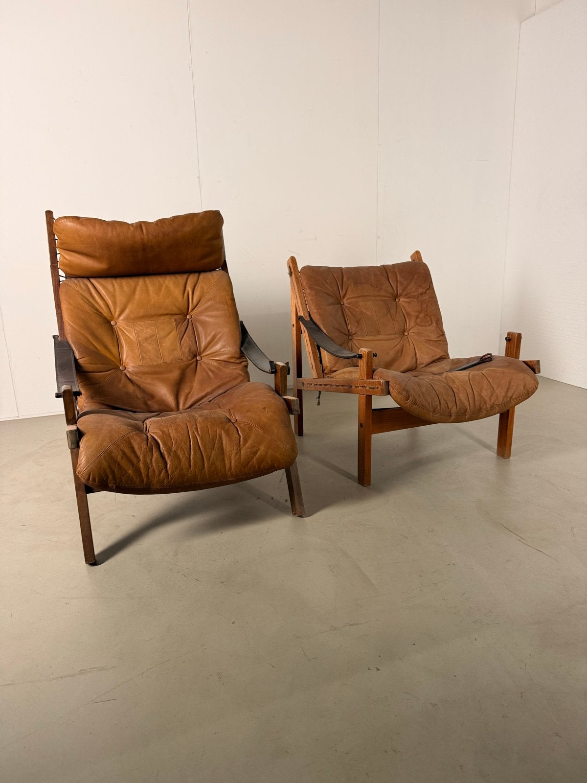 Vintage PasToe Leren Fauteuils (Set van 2), Ophalen
