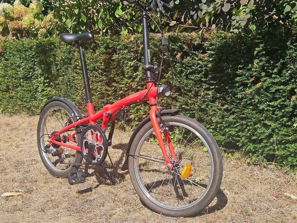 BTWIN vouwfiets Oxylane 120 ROOD, 20 inch of meer, Velgrem, Versnellingen, Zo goed als nieuw