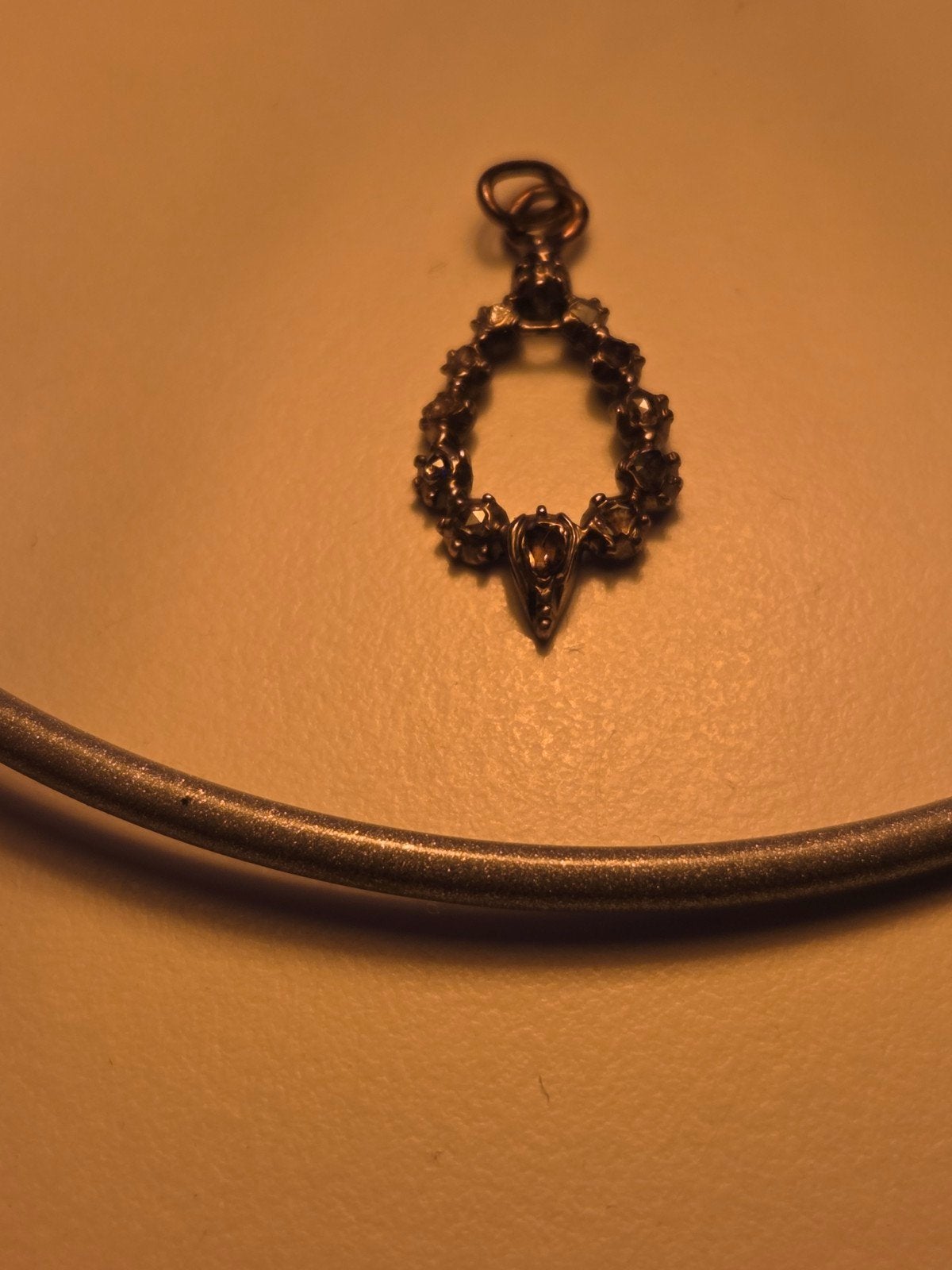 Zilveren hanger met roosdiamanten, Sieraden, Tassen en Uiterlijk, Antieke sieraden, Ophalen of Verzenden, Zilver, Hanger, Met edelsteen
