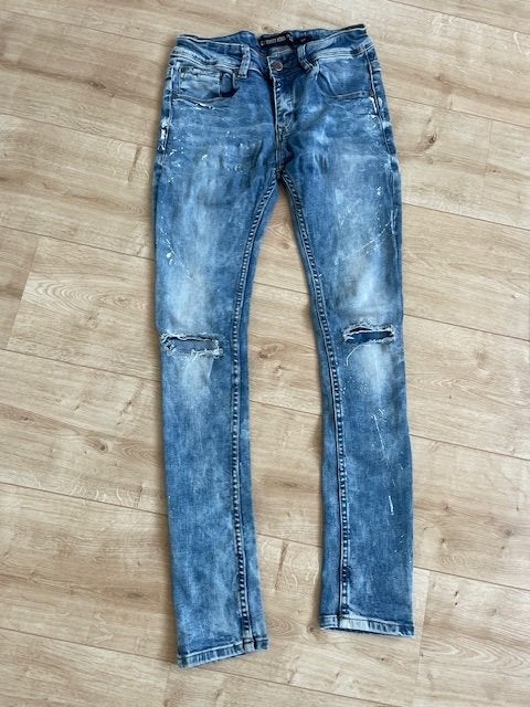 Te koop: blauwe skinny spijkerbroek mt 158 in goede staat!, Broek, Gebruikt, Jongen, Street rebel