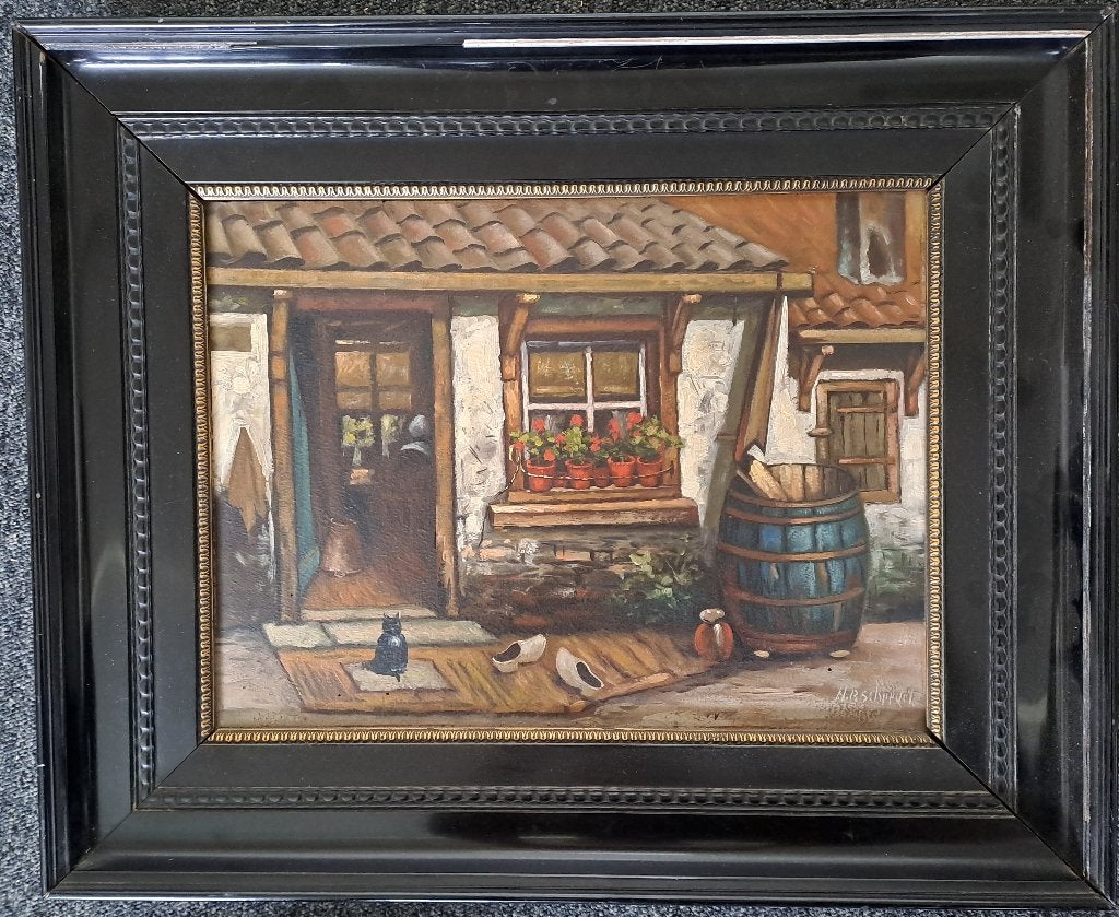 Nederlands tafereel - NAAR Bernardus P. Schregel, Antiek en Kunst, Kunst | Schilderijen | Klassiek, Ophalen of Verzenden