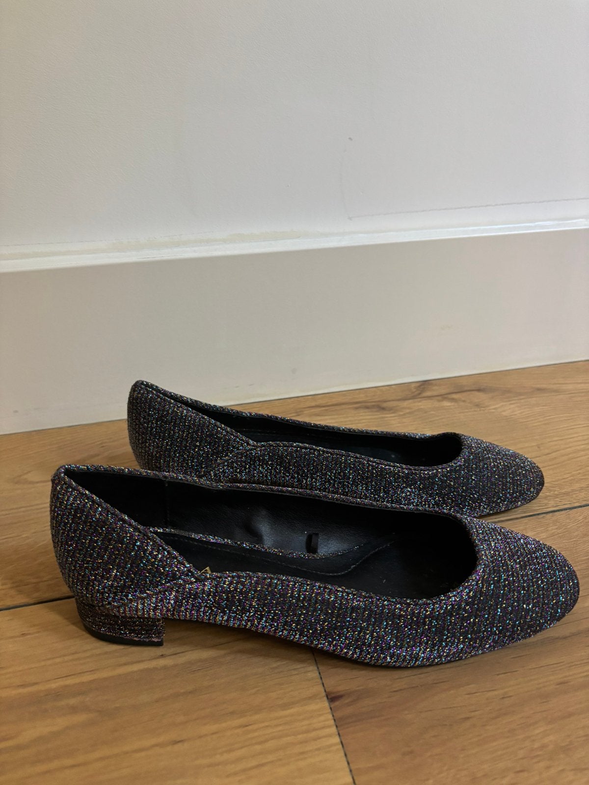 Zara glitter ballerina, loafers,platte flats, slip ons 36/37, Kleding | Dames, Nieuw, Ophalen of Verzenden, Instappers, Zwart