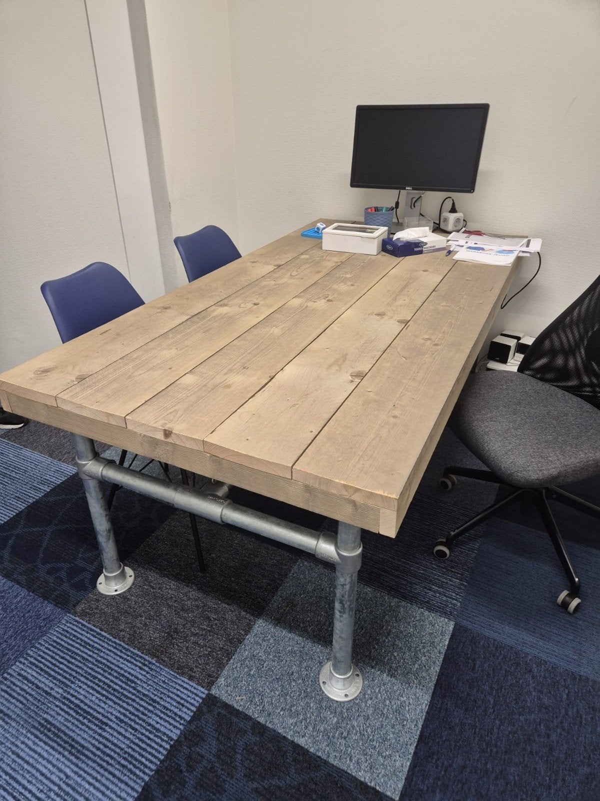 Steigerhouten eettafel/bureau 200x77cm (meerdere maten), Gebruikt, Industrieel, robuust, 200 cm of meer, 50 tot 100 cm