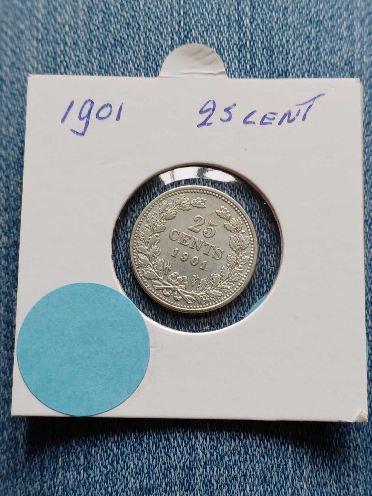 munt 1901 25 cent Nederland zilver, Ophalen of Verzenden, Koningin Wilhelmina, 25 cent, Zilver