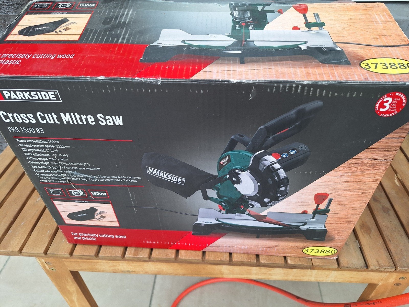 Afkortzaag met verstekfunctie 1500 W - zaagblad 210 mm, Ophalen, 70 mm of meer, Nieuw, Parkside
