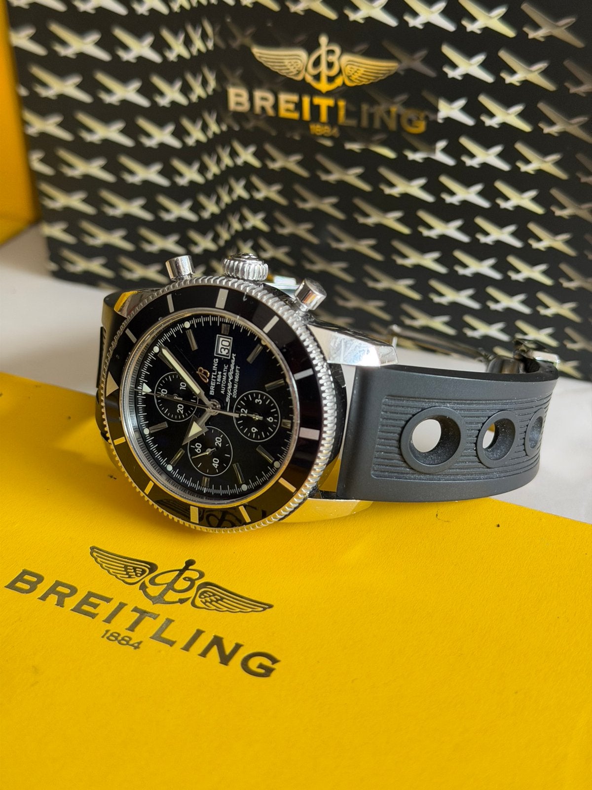 Breitling Superocean Heritage Chronograph 46mm + Box&Papers, Gebruikt, Staal, Breitling, Polshorloge