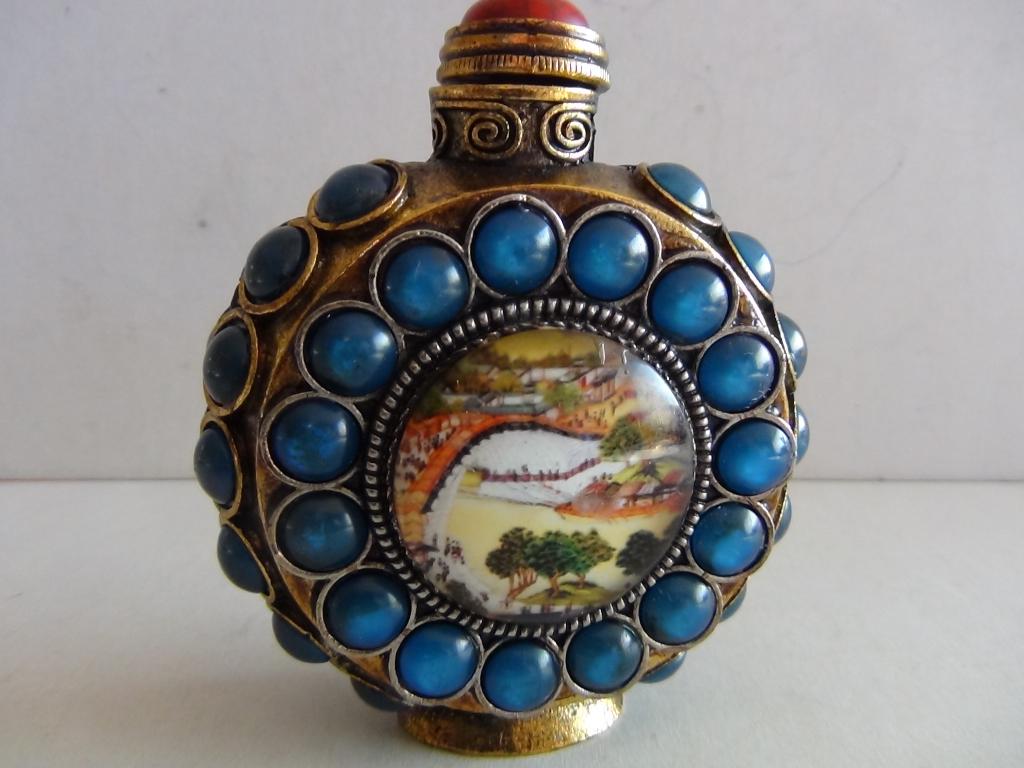 chinese parfumflesje handbeschilderd 2 zijden L3a, Verzenden, Gebruikt, Parfumfles