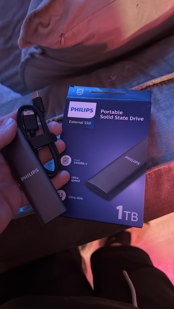 Philips Externe SSD 1TB - Draagbare Solid State Drive, Computers en Software, Harde schijven, Console, SSD, Nieuw, Ophalen of Verzenden