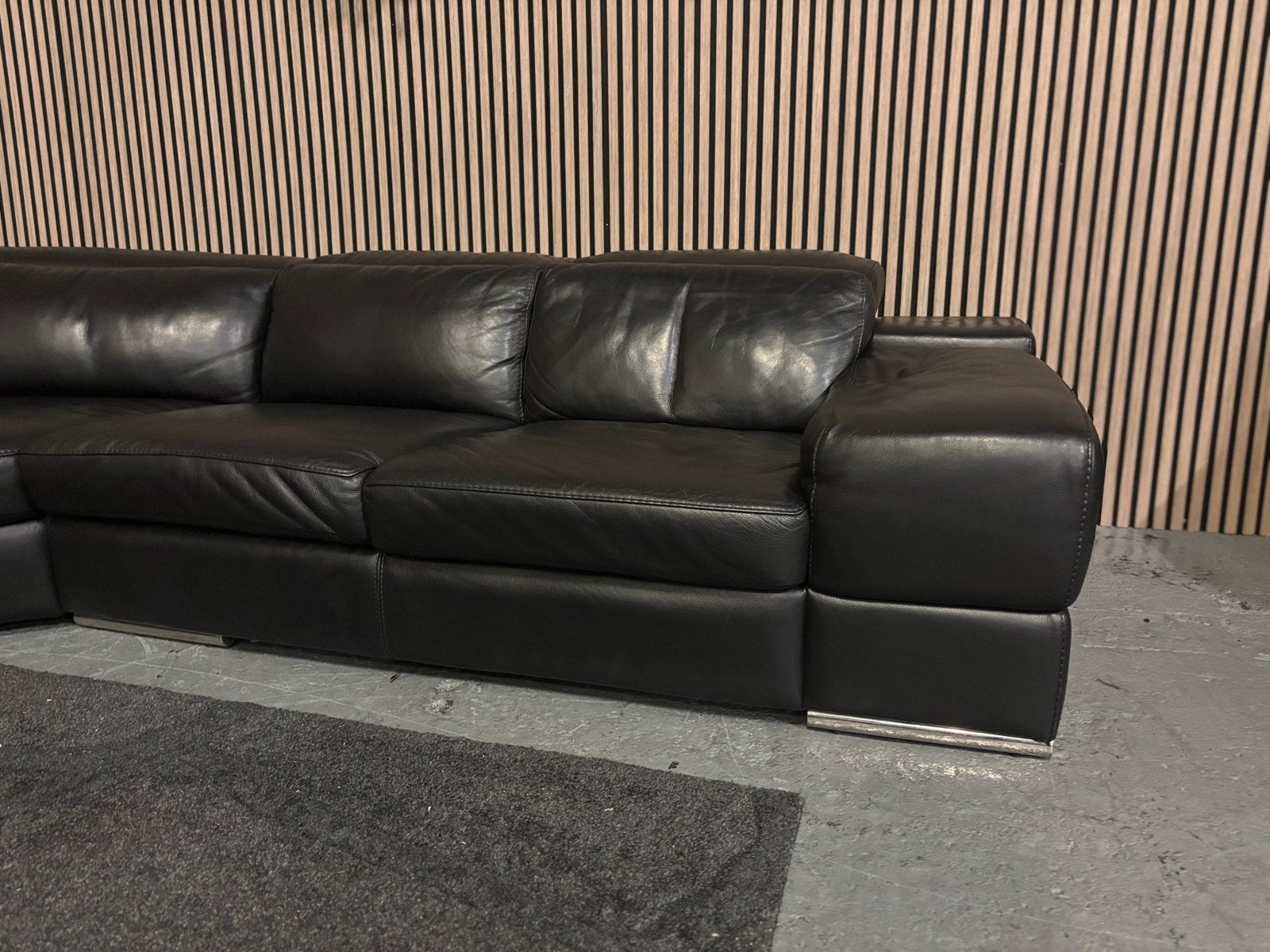 GRATIS LEVERING U-Bank Leer Zwart 400x290x170 GEREINIGD, Huis en Inrichting, Hoekbank, 300 cm of meer, Leer, Ophalen of Verzenden