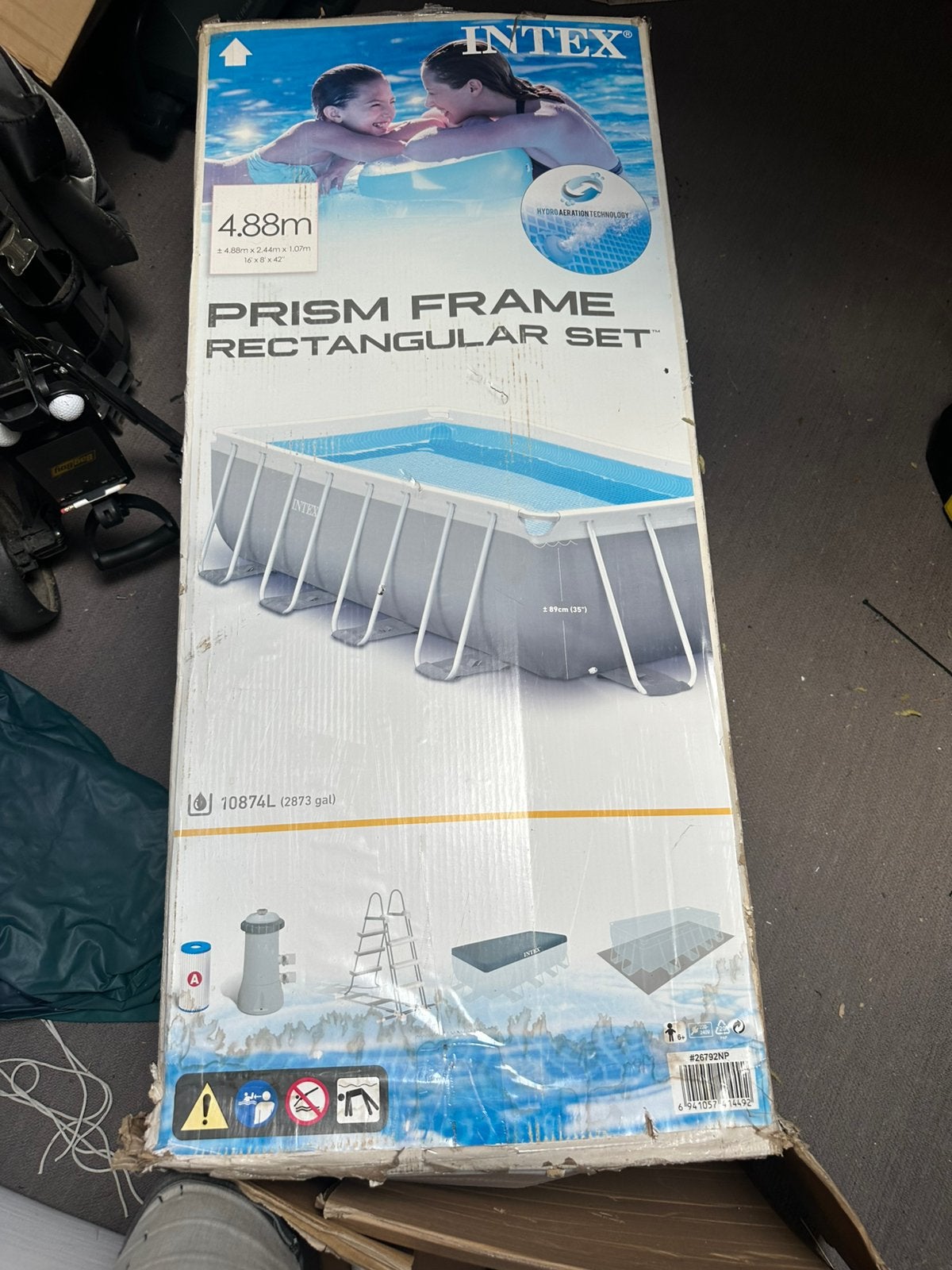 Intex zwembad (4,88x2.44x1.07) met  zandfilterpomp, Ophalen, Gebruikt, 200 tot 300 cm, 80 tot 120 cm