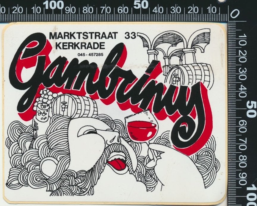 Sticker: Gambrinus - Kerkrade, Ophalen of Verzenden, Zo goed als nieuw, Bedrijf of Vereniging