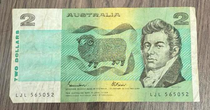 Australische 2 dollar biljet, Postzegels en Munten, Bankbiljetten | Oceanië, Ophalen of Verzenden, Los biljet