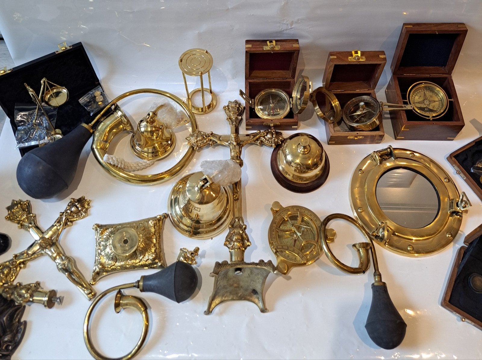 Partij messing gietijzer antiek vintage kompas sextant schee, Overige materialen, Nieuw, Ophalen of Verzenden, Denza