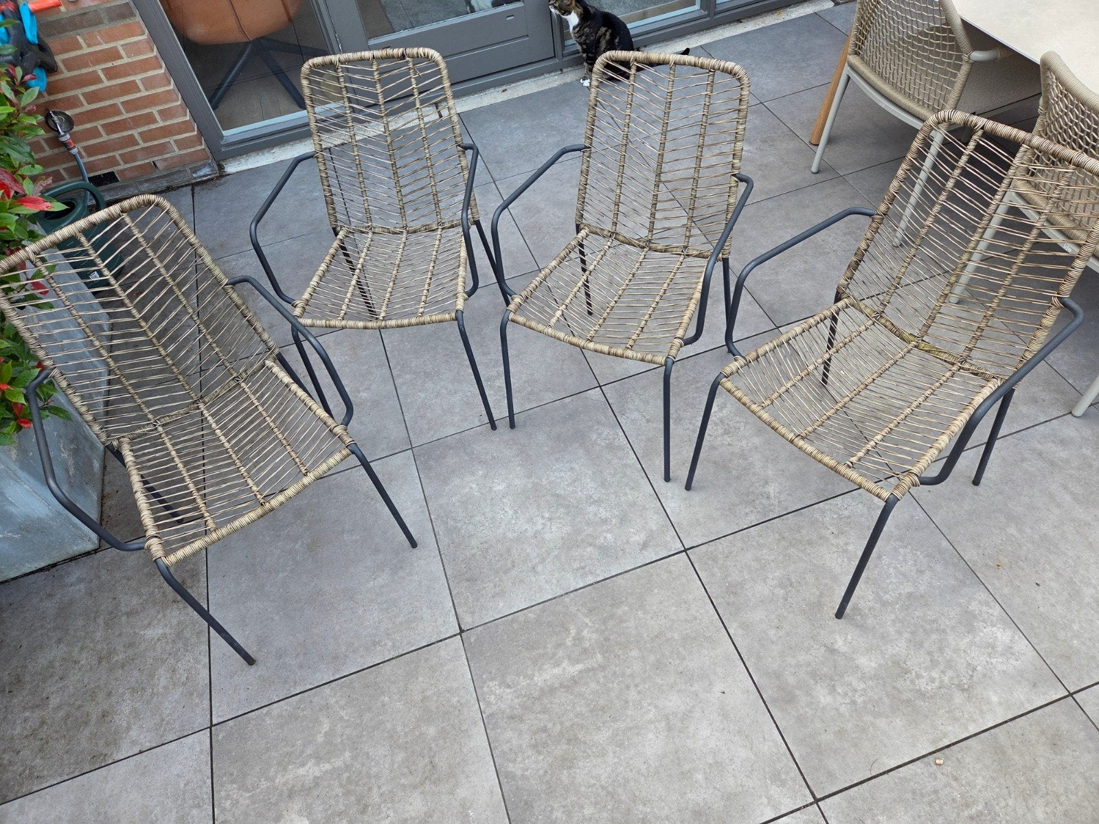 Eettafel stoelen voor in de tuin, Ophalen, Gebruikt, Metaal, Stapelbaar