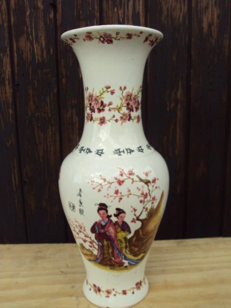 Grote Chinese vaas met bloesem en pauw - 60 cm, Ophalen of Verzenden