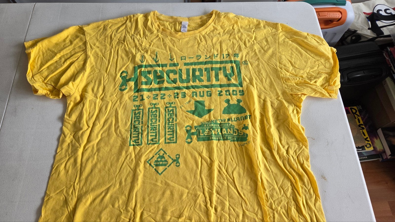 Vintage Lowlands festival T-shirt 2009 - Maat 2XL, Verzenden, Gedragen, Overige maten, Geel