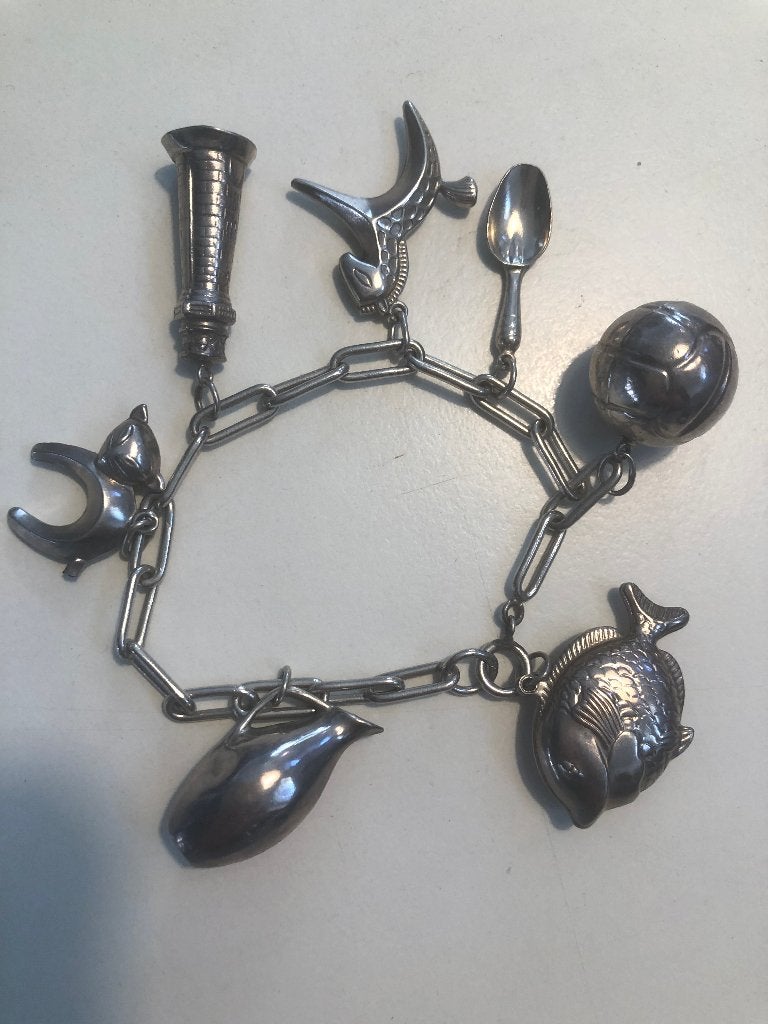zilveren bedel armband, Gebruikt, Ophalen of Verzenden, Met bedels of kralen, Zilver