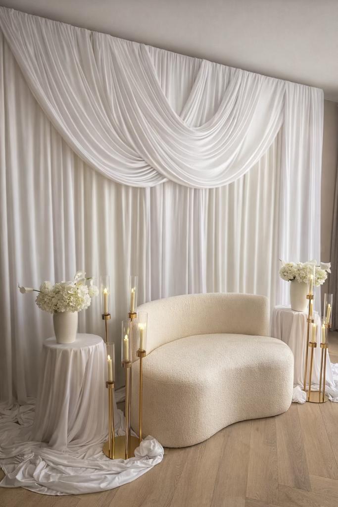 Backdrop Draperysetting huur !, Hobby en Vrije tijd, Feestartikelen | Verhuur, Ophalen, Gebruikt, Overige