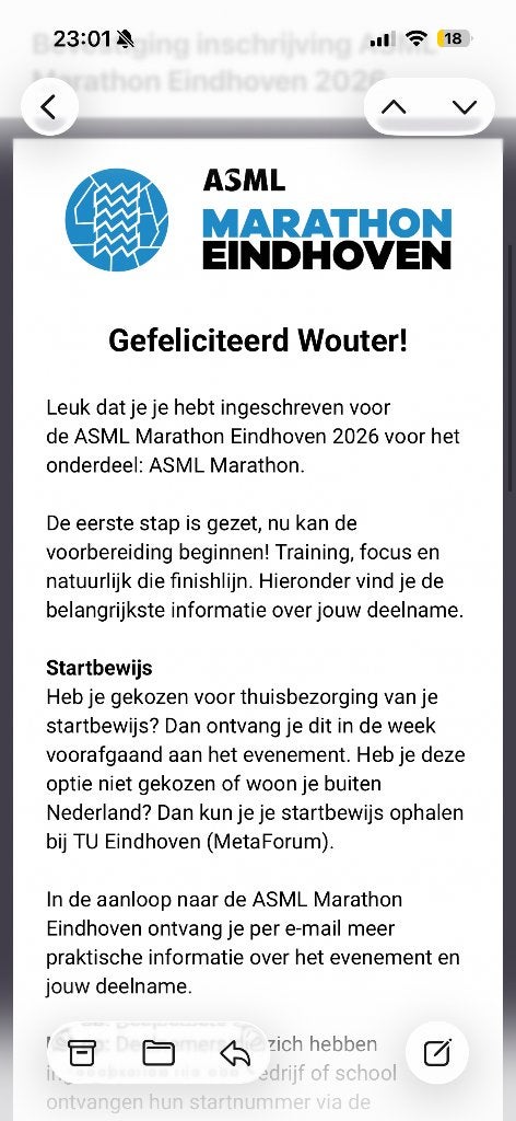 Startbewijs hele marathon Eindhoven, Tickets en Kaartjes, Eén persoon