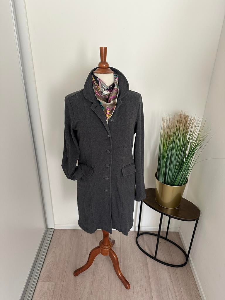 Purdey Stijlvolle grijze manteljas/vest - Maat M, Ophalen of Verzenden, Zo goed als nieuw, Maat 38/40 (M), Grijs