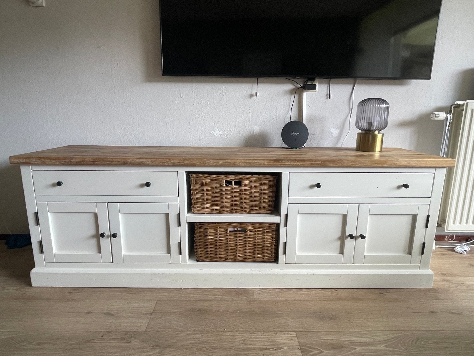 Houten TV meubel brocante stijl - Opknapper, Ophalen, Gebruikt, 200 cm of meer, Minder dan 100 cm