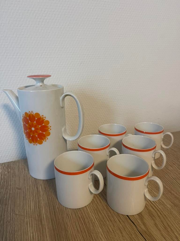 Vintage Thomas Germany koffie/theeservies retro oranje, Antiek en Kunst, Antiek | Servies compleet, Ophalen of Verzenden