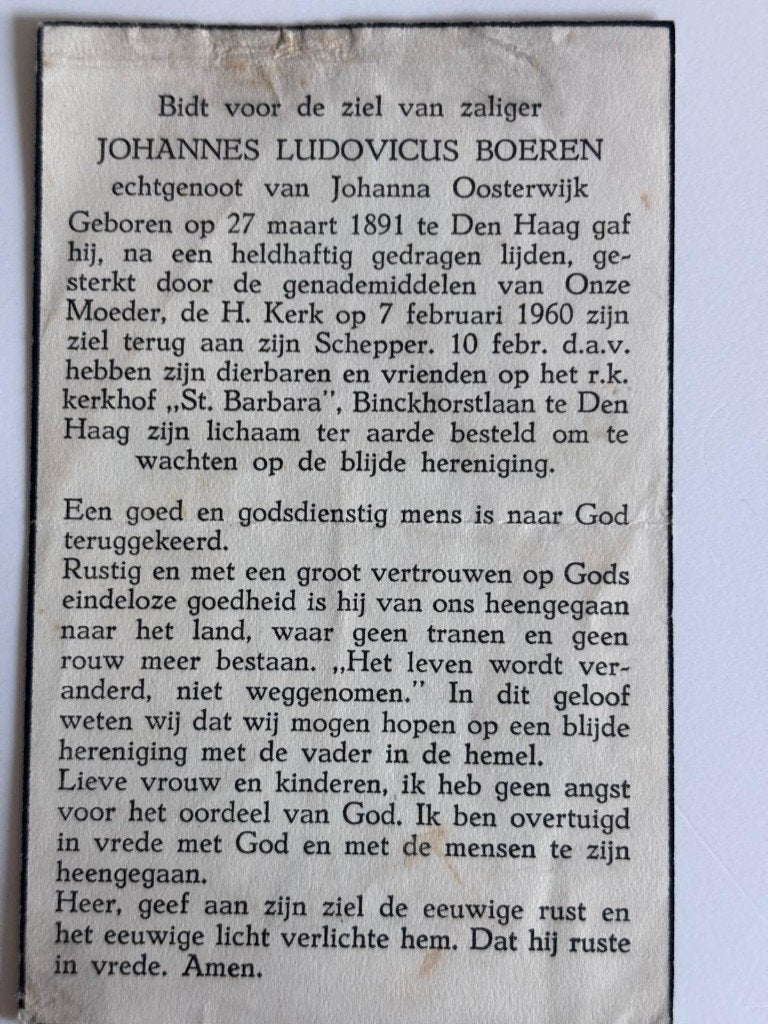 Johannes Ludovicus Boeren 1891-1960 Den Haag, Ophalen of Verzenden