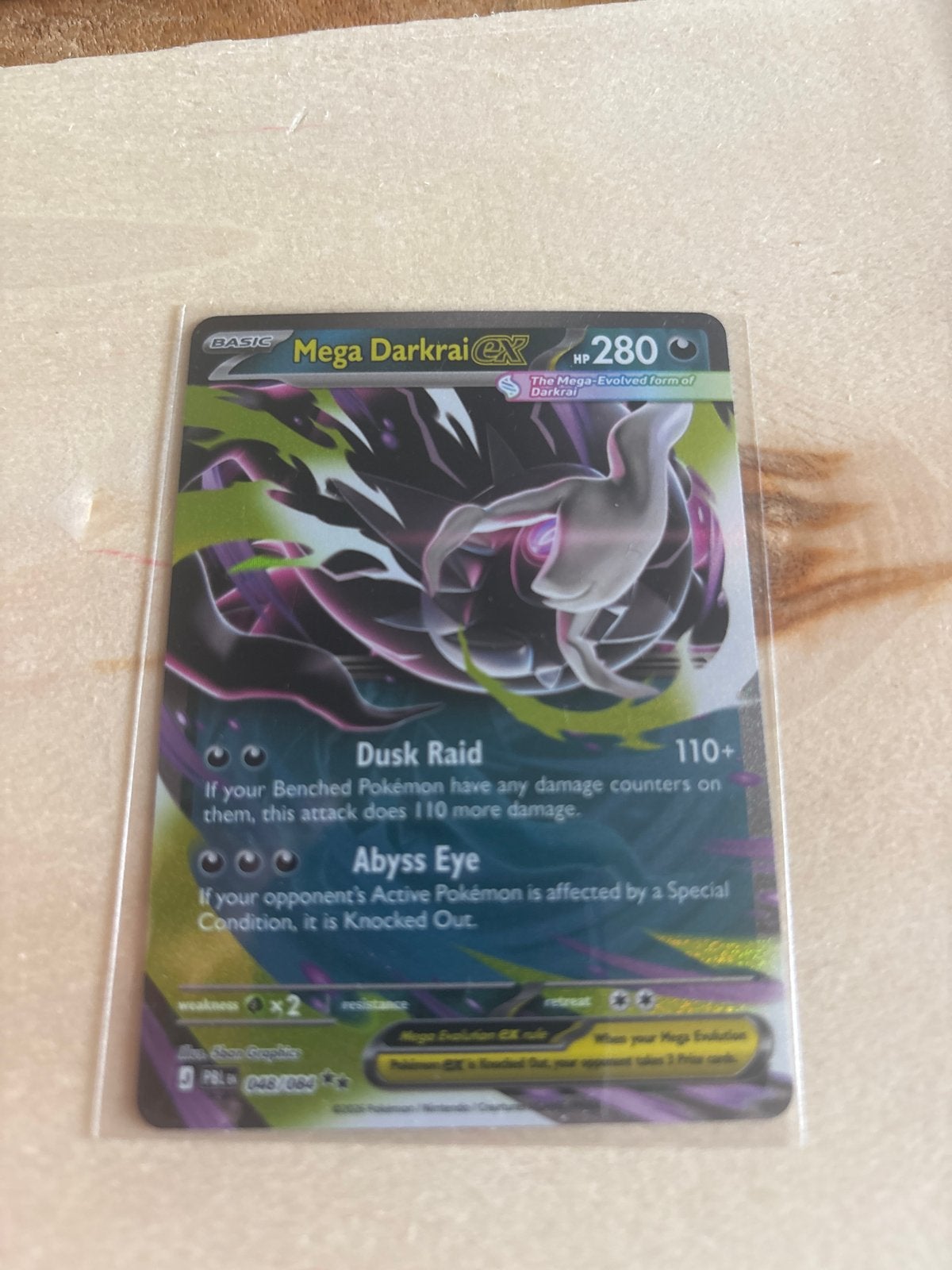 Mega Darkrai EX Pokémon kaart - Zeldzaam en in topstaat!, Ophalen of Verzenden, Zo goed als nieuw, Losse kaart