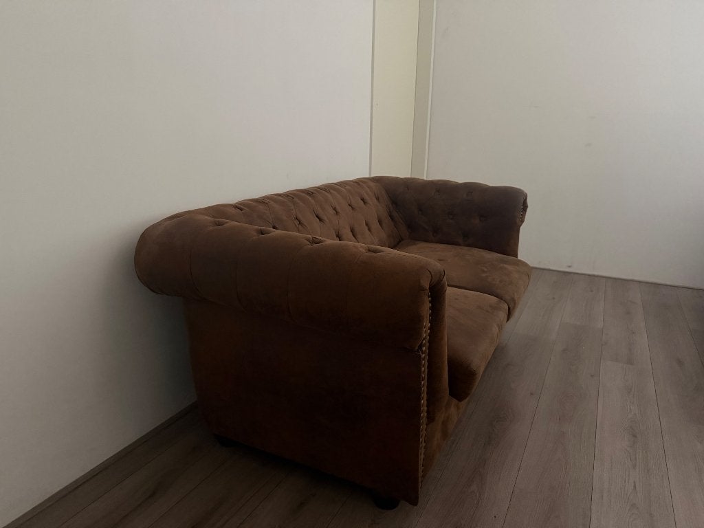 Chesterfield bank 2 stuks bruin tweezitter, Huis en Inrichting, Banken | Bankstellen, Ophalen, 150 tot 200 cm, Chesterfield, Tweepersoons