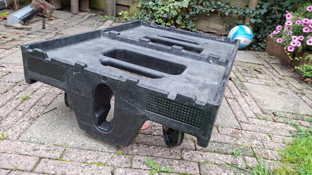 Onderwagen rolplateau 80x60 cm.2 stuks Kunststof. Stevig., 100 liter of meer, Ophalen, Gebruikt, Transportkar