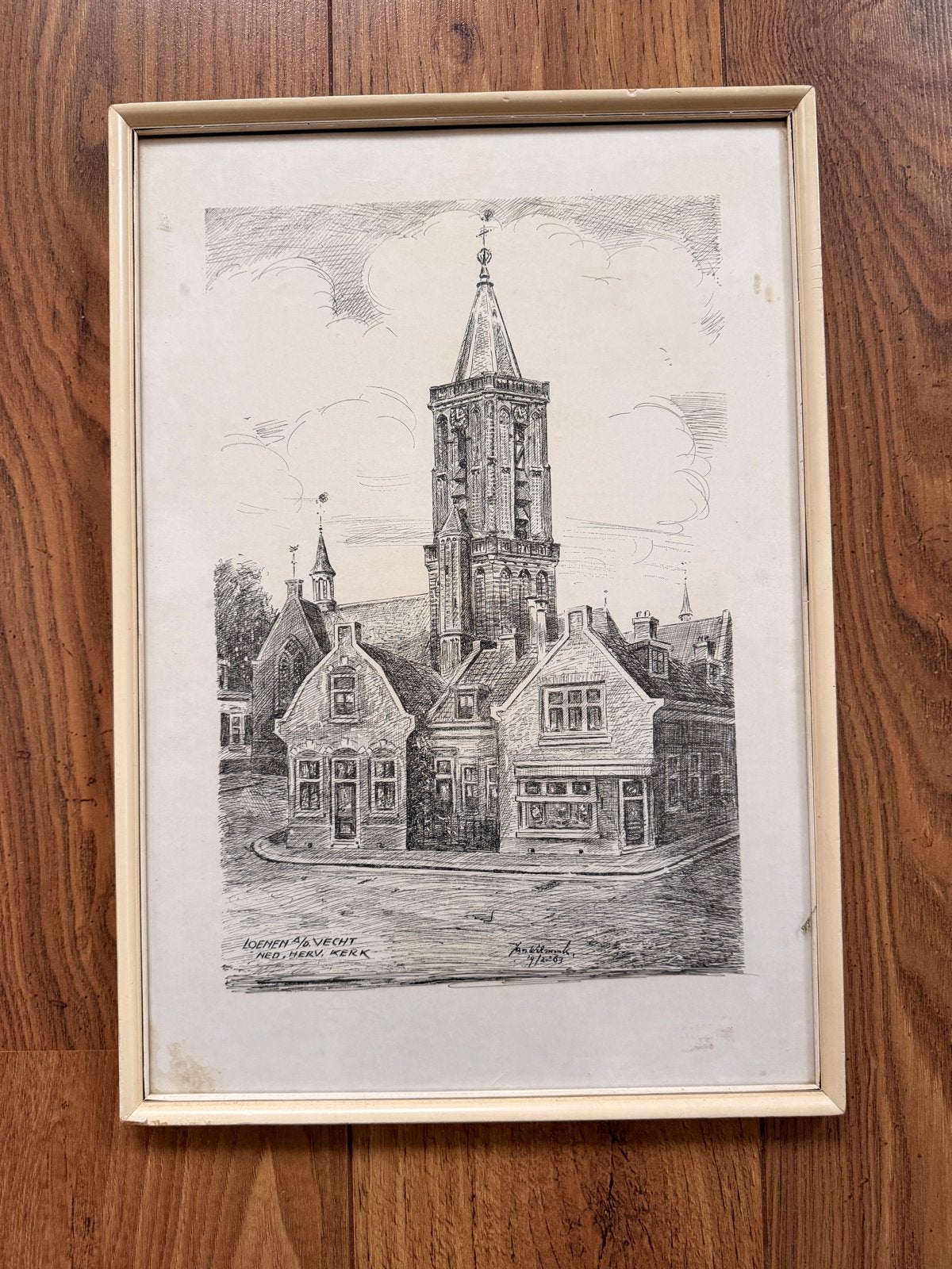 Pentekening Loenen a/d Vecht - Jan Wilmink, Ophalen of Verzenden, Tekening, Pentekening, Gesigneerd