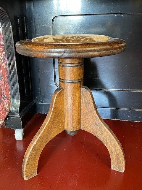 Art-deco eikenhouten pianokruk, Antiek en Kunst, Ophalen