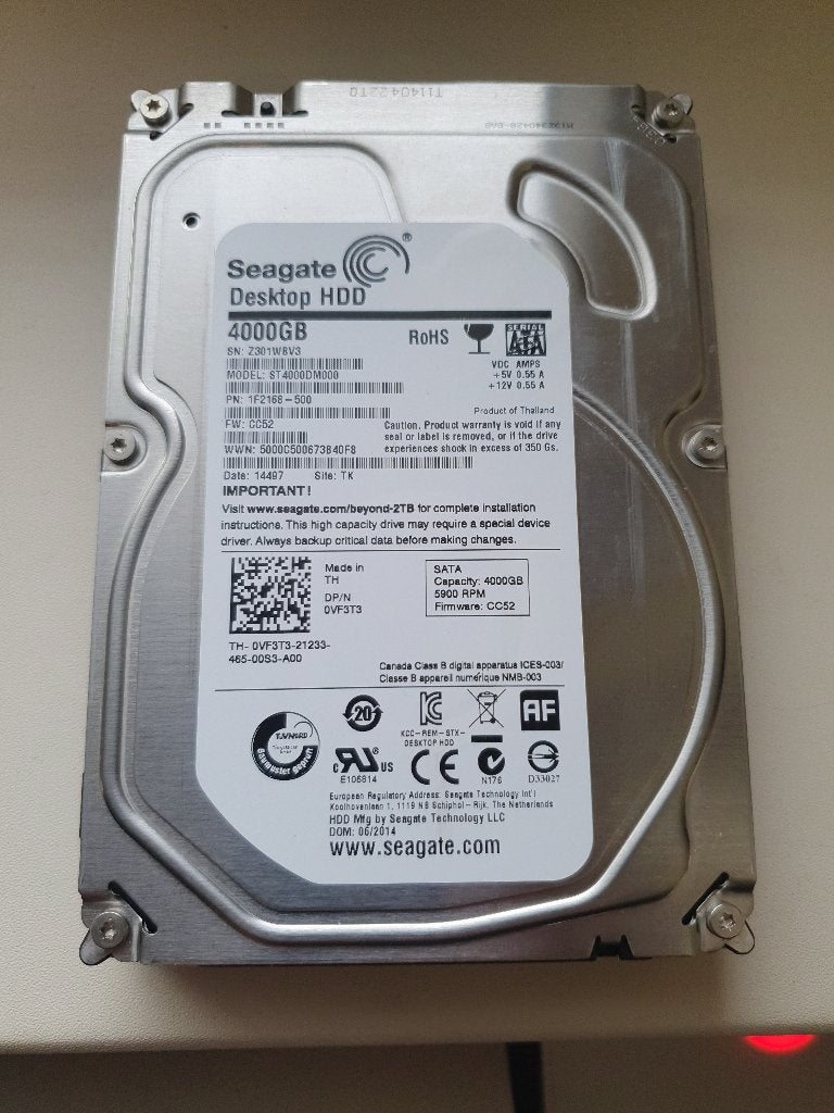 Seagate 4Tbyte HDD 5900rpm model ST4000DM000, Ophalen of Verzenden, Zo goed als nieuw, 4Gbyte, Desktop
