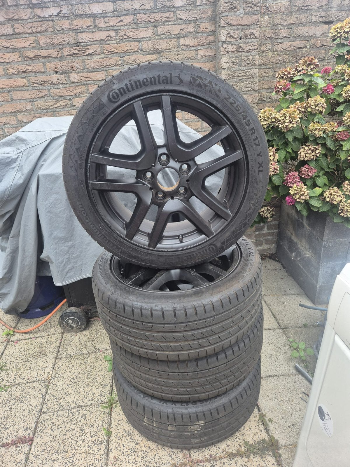 Originele BMW 17 inch velgenset met Continental banden, Ophalen, Gebruikt, Banden en Velgen, 17 inch