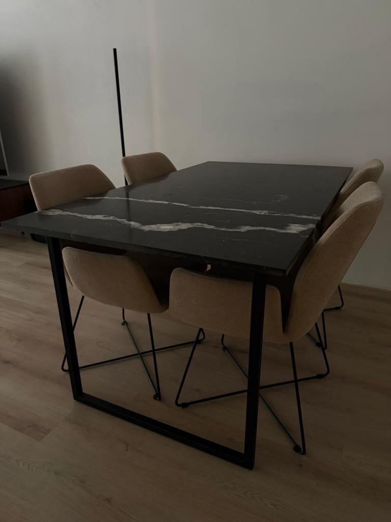 Marmeren Eettafel Rechthoek Nero Marquina (Zwart), Huis en Inrichting, Tafels | Eettafels, Ophalen, Rechthoekig, 150 tot 200 cm