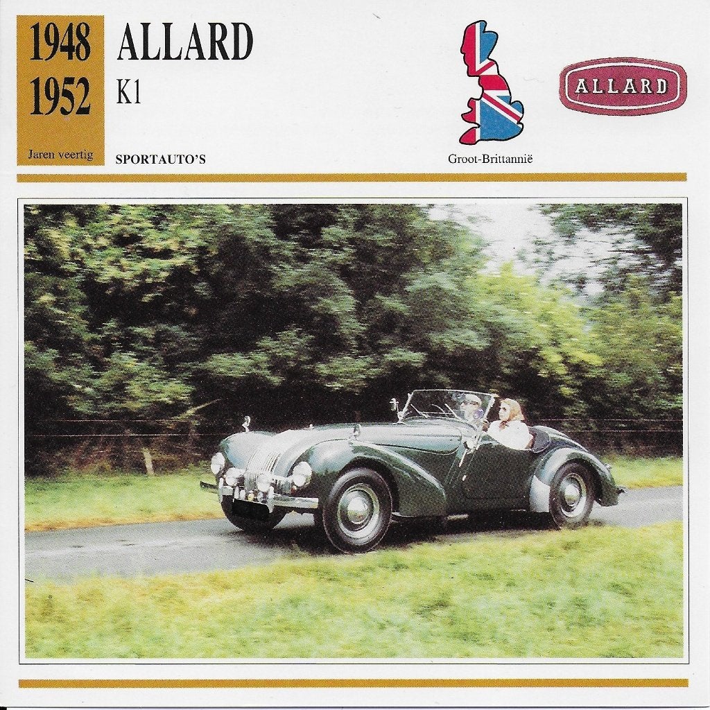 Ma856 autokaart allard k1 ( 1948 - 1952, Ophalen of Verzenden, Zo goed als nieuw, Auto's