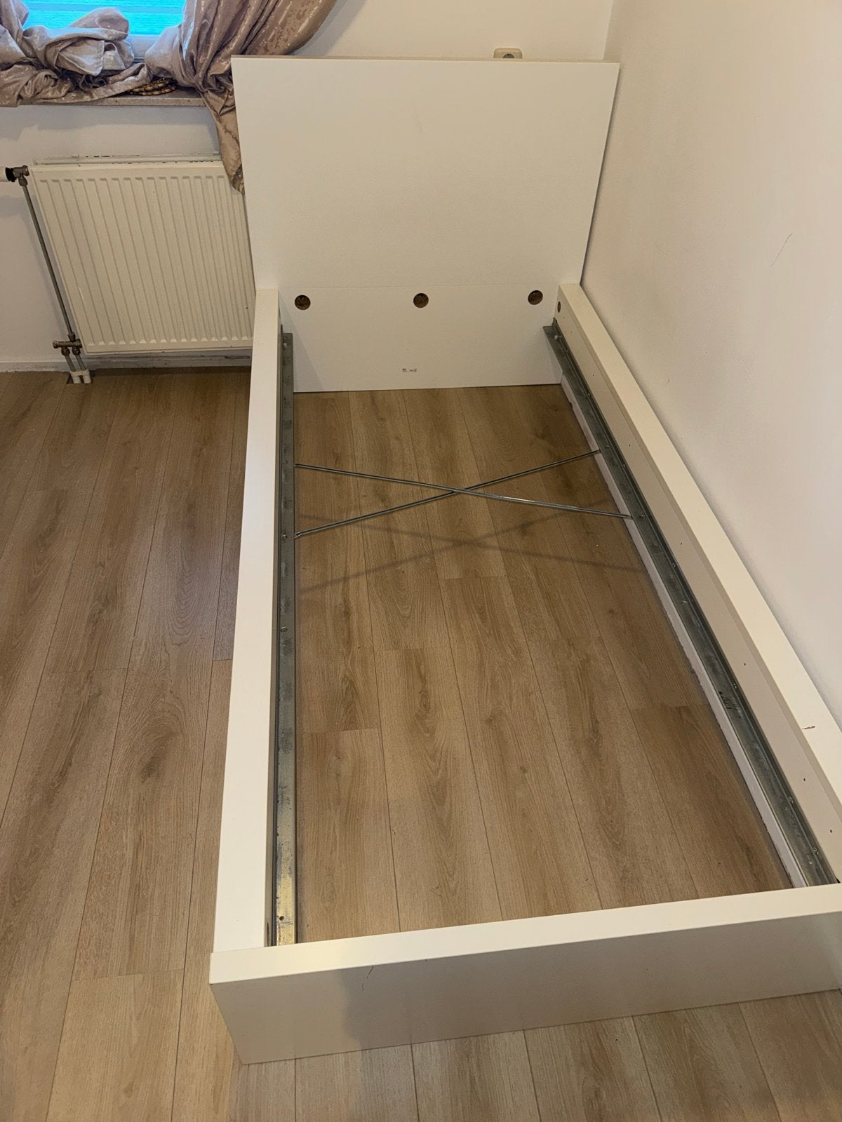 Wit IKEA Malm bed incl. houten lattenbodem Lüroy, Gebruikt, Wit, Tweepersoons, Hout